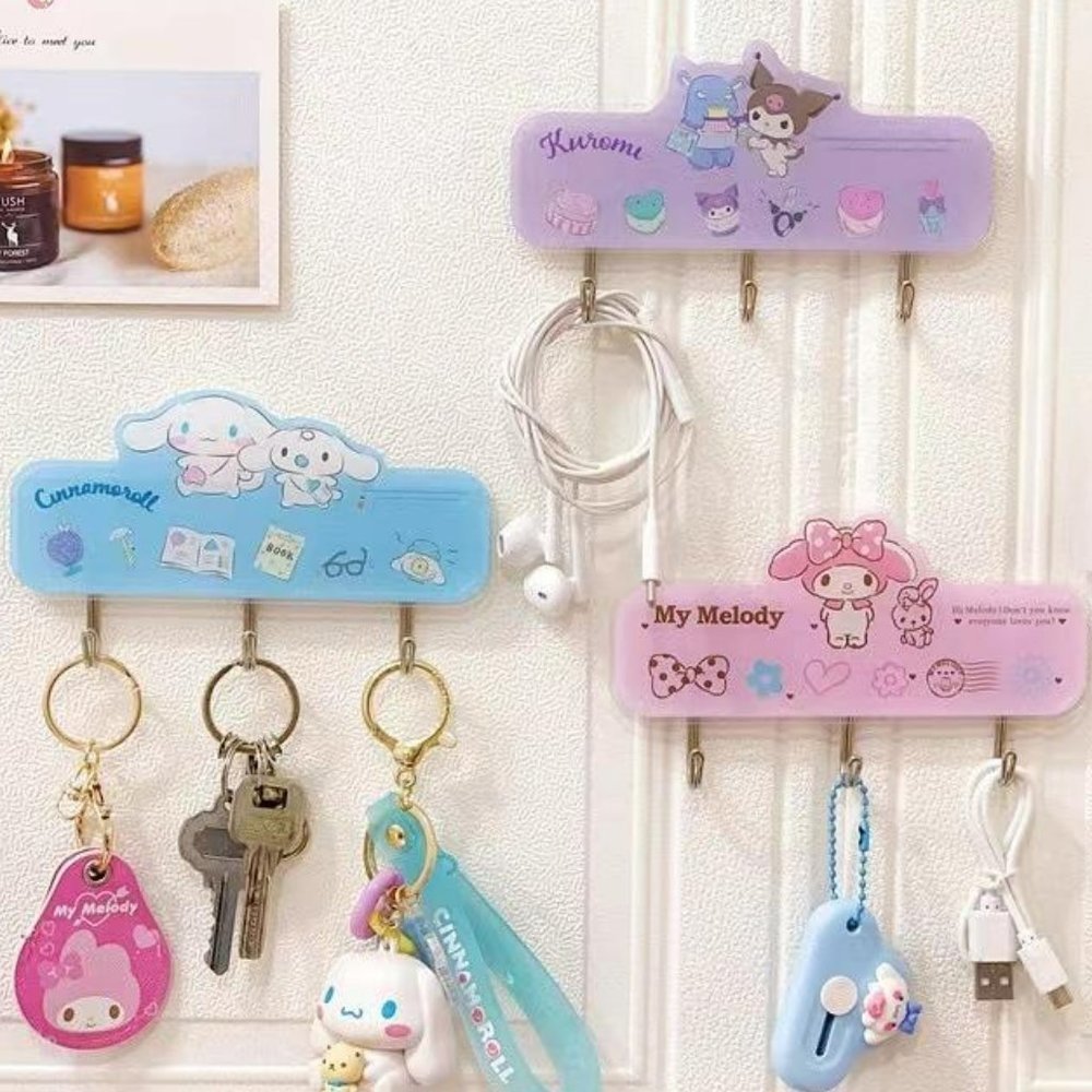 Sanrio Hello Kitty Adhesive Wall 3 Hooks Kitty Pink - Picture 2 of 4